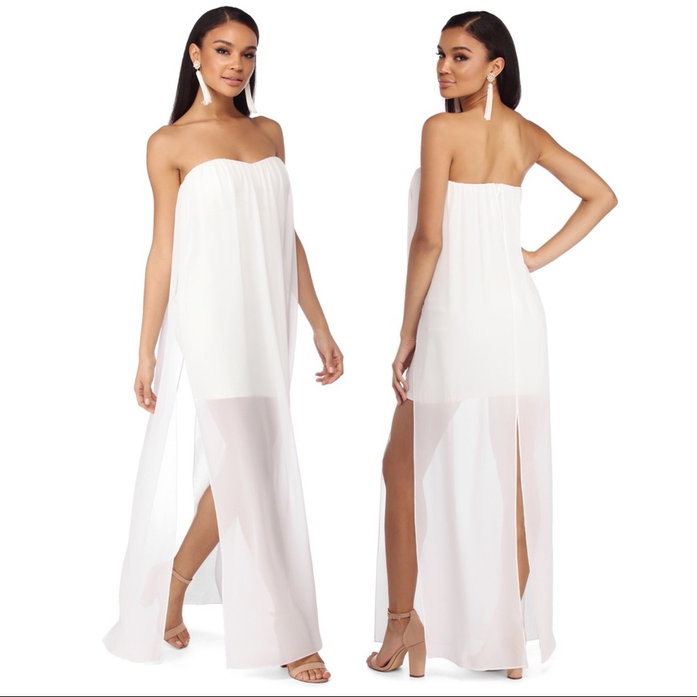 🚨—SOLD—🚨 Ivory Chiffon Ethereal Maxi Dress